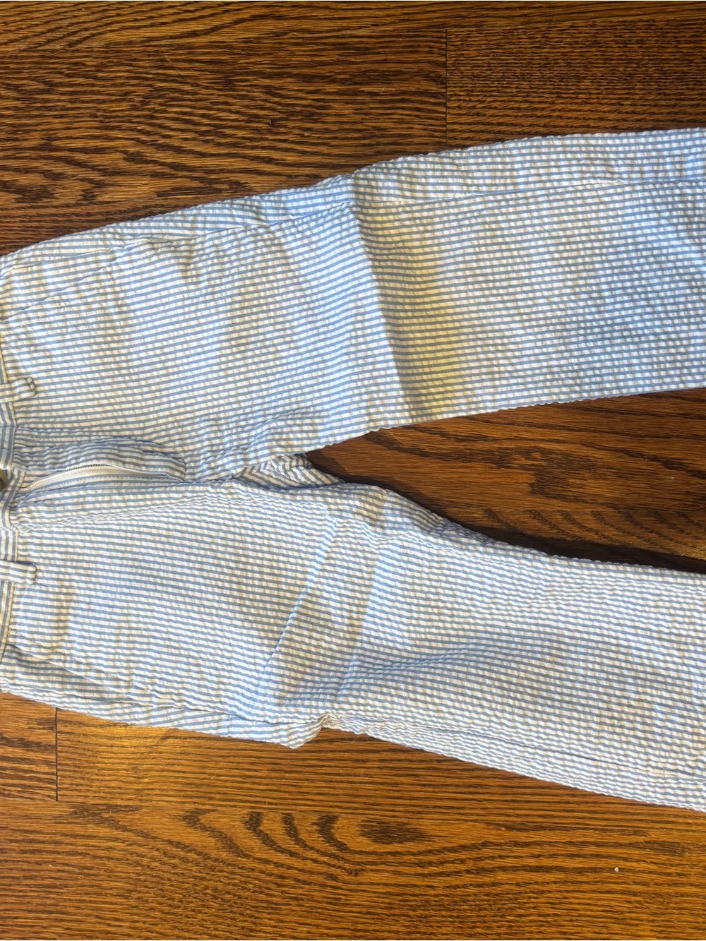 Janie and Jack Light Blue and White Striped Seersucker Pants